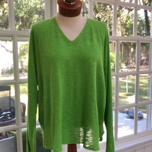 NEW Eileen Fisher V neck, long sleeve sweater.  Light weight organic linen.